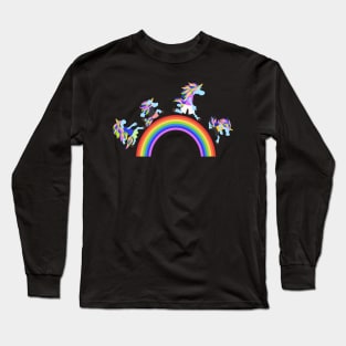 Runner unicorns on the rainbow Long Sleeve T-Shirt